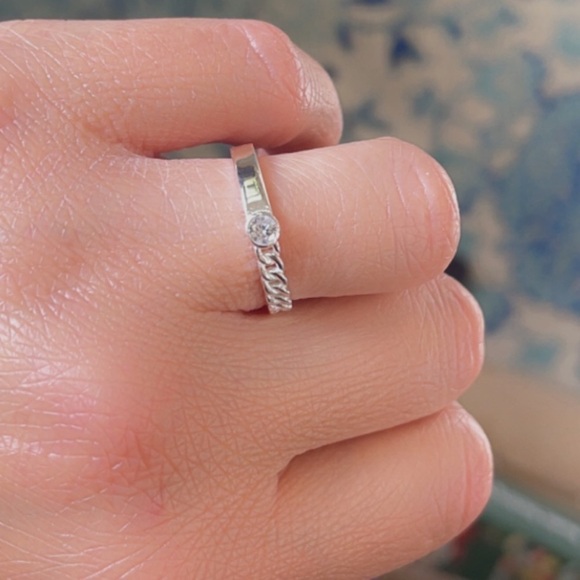 Sterling Silver Diamond Ring with Braided Band - Picture 6 of 9